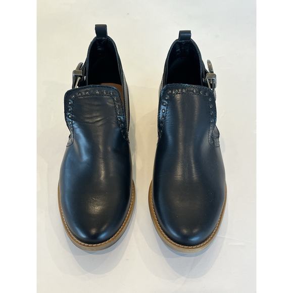 Musse & Cloud Western Ankle Booties Black Leather EU 37 US 6 Buckles NEW Cowgirl - Picture 9 of 11